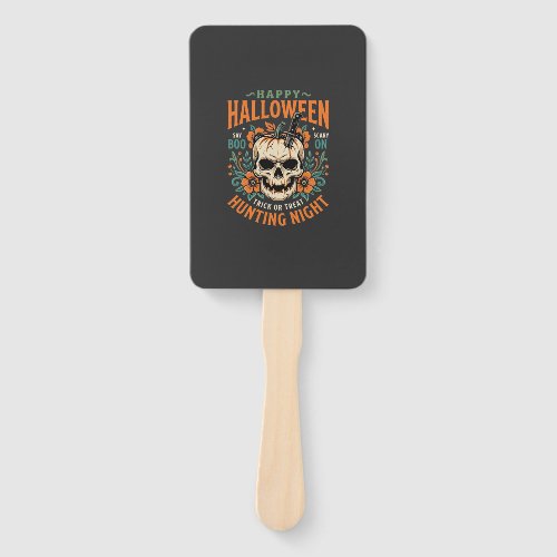 Halloween Skull Pumpkin Hunting Night Design_1 Hand Fan