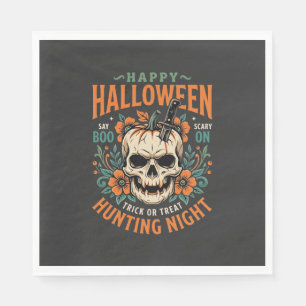 Halloween Skull Pumpkin Hunting Night Design_1 Napkins