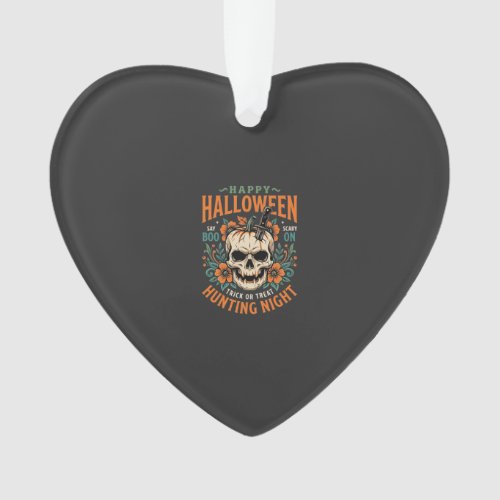 Halloween Skull Pumpkin Hunting Night Design_1 Ornament