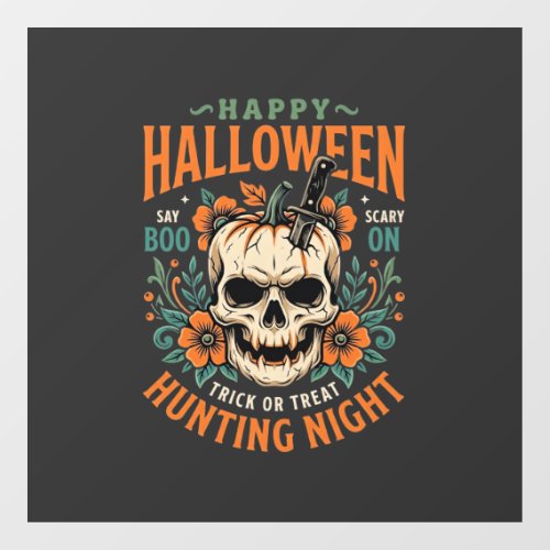 Halloween Skull Pumpkin Hunting Night Design_1 Window Cling