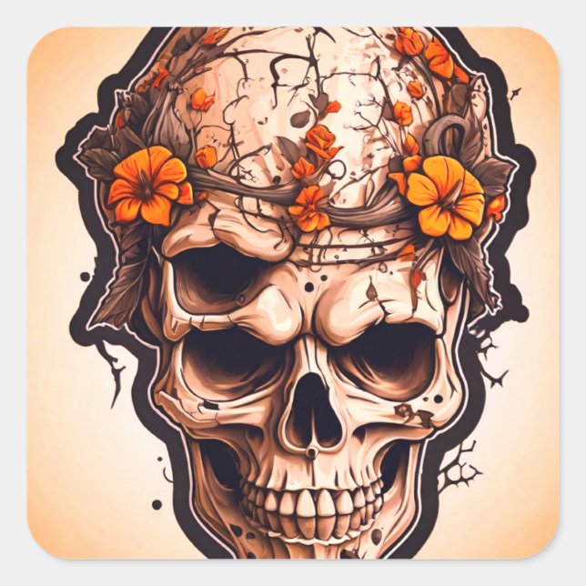 Halloween skull pumpkin sticker (Front)