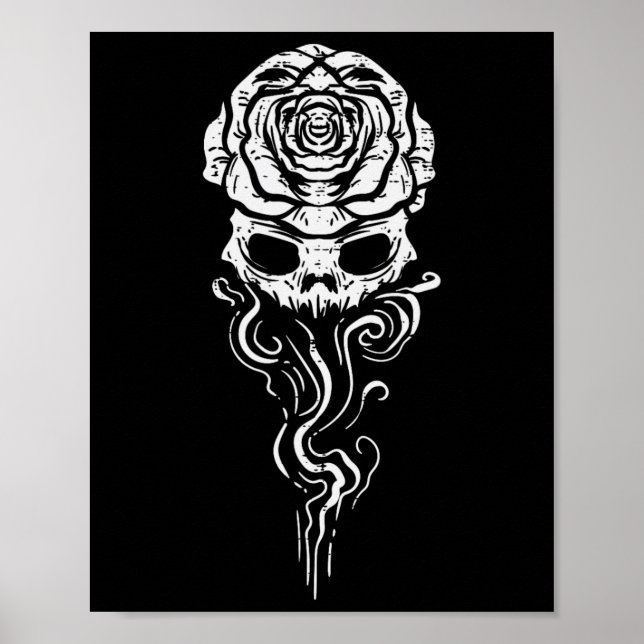 Halloween Skull Rose Smoke Skeleton Gothic Costume Poster (Front)