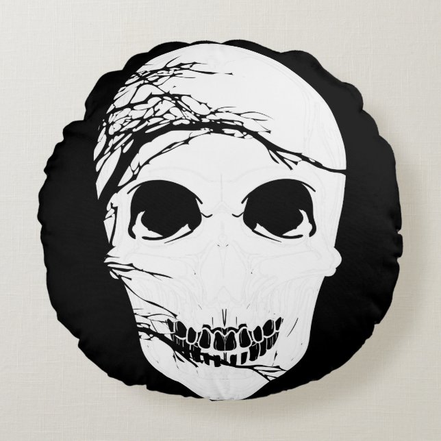Halloween Skull Round Pillow (Front)
