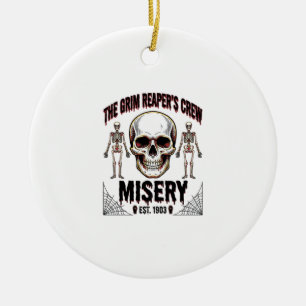 Halloween Skull Scary Creepy Vintage Story_1 Ceramic Ornament