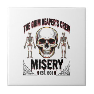 Halloween Skull Scary Creepy Vintage Story_1 Ceramic Tile