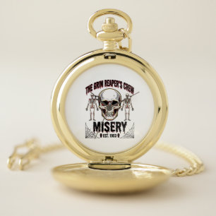 Halloween Skull Scary Creepy Vintage Story_1 Pocket Watch