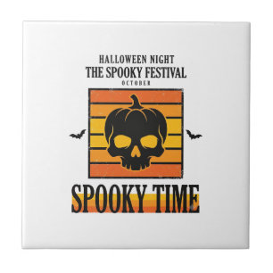 Halloween Skull Scary Funny Vintage Quote_1 Ceramic Tile