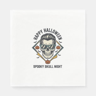Halloween Skull Shirt Vintage Engraving Graphic_1 Napkins