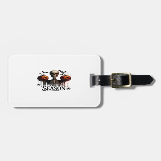 Halloween Skull Skeleton Luggage Tag (Front Horizontal)