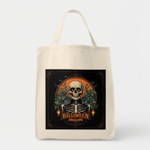 Halloween Skull Skeleton Tote Bag - Spooky