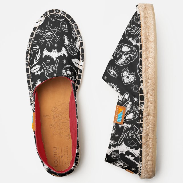 halloween skull sphinx cat black espadrilles (Side)