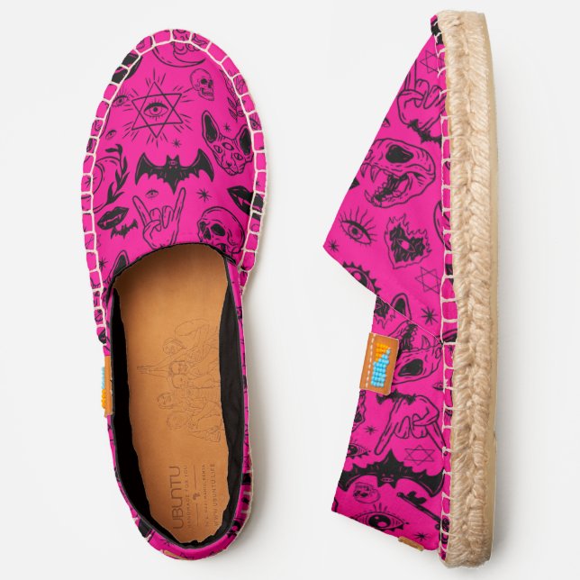 halloween skull sphinx cat pink  espadrilles (Side)