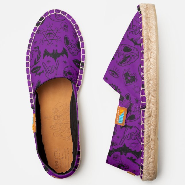 halloween skull sphinx cat purple  espadrilles (Side)