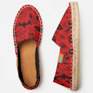 halloween skull sphinx cat red  espadrilles