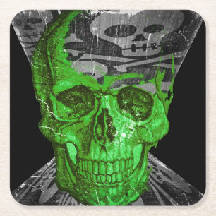 Halloween Skull Square Paper Coaster