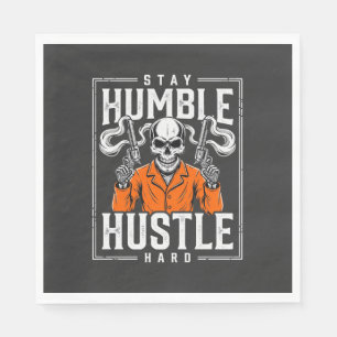Halloween Skull Stay Humble Hustle Hard Napkins
