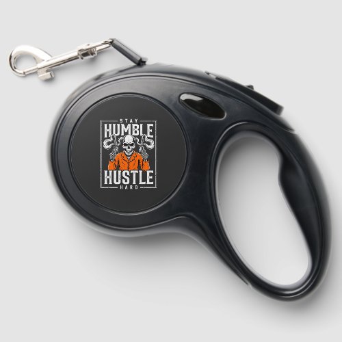 Halloween Skull Stay Humble Hustle Hard Retractable Pet Leash
