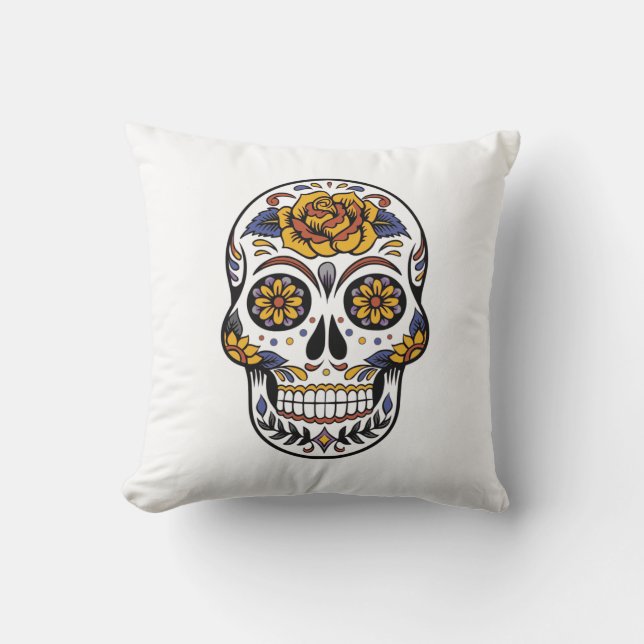 Halloween Skull Throw Pillow (Front)