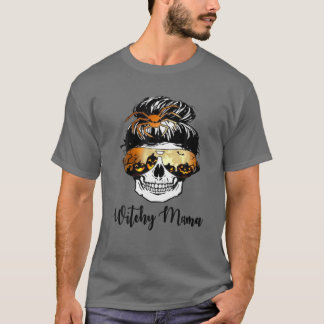 Halloween Skull Witch Mom Women- Skull Witchy Cost T-Shirt