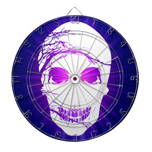 Halloween Skull with magic blue purple light 2 Dartboard