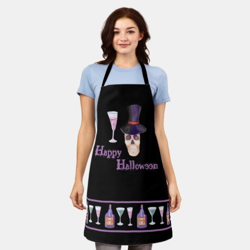 Halloween Skull With Potions All_Over Print Apron