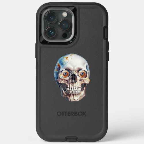Halloween skull with round eyes iPhone 13 pro max case