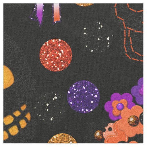 Halloween Skullies With Floral Crowns Fabric