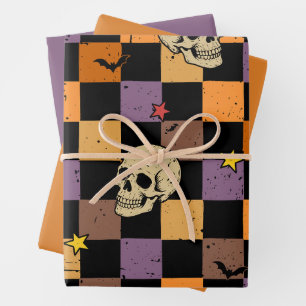 Halloween Skulls and bats  Wrapping Paper Sheets