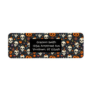 Halloween Skulls and Jack O'Lanterns Label