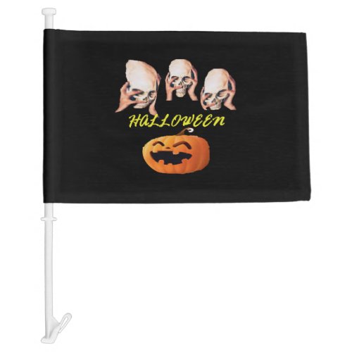 halloween skulls and pumpkin T_shirt Halloween Car Flag