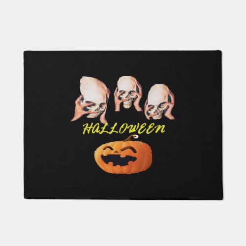 halloween skulls and pumpkin T_shirt Halloween Doormat