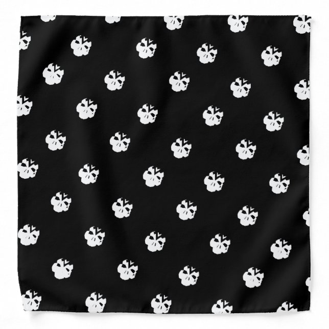 Halloween Skulls black and white pattern dog pet Bandana (Front)