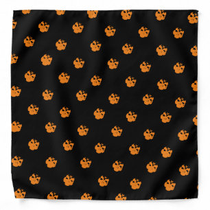 Halloween Skulls black orange pattern dog Bandana