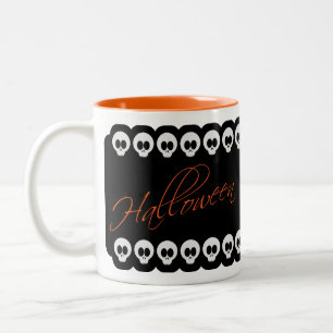 Halloween Skulls Black White & Orange Mug
