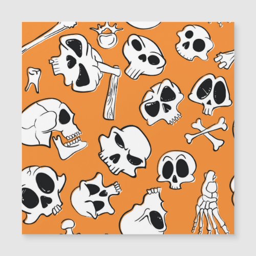 Halloween Skulls Bones Doodle Pattern
