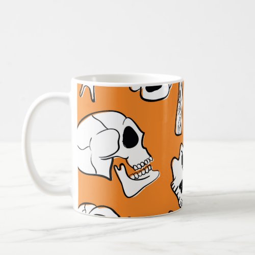Halloween Skulls Bones Doodle Pattern Coffee Mug