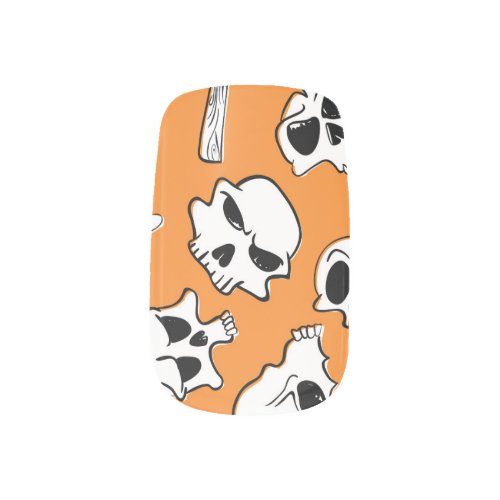 Halloween Skulls Bones Doodle Pattern Minx Nail Art