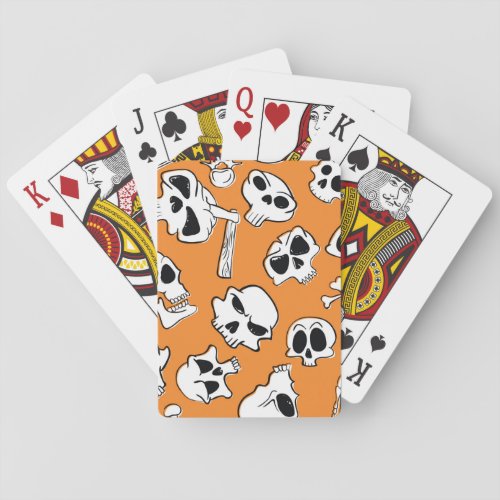 Halloween Skulls Bones Doodle Pattern Playing Cards