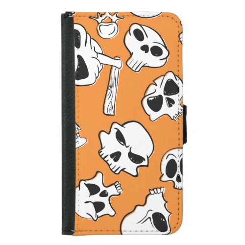Halloween Skulls Bones Doodle Pattern Samsung Galaxy S5 Wallet Case