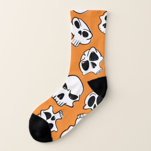 Halloween Skulls Bones Doodle Pattern Socks