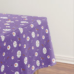 Halloween Skulls Bones Eyeballs Purple Small Tablecloth