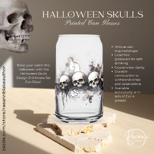 Halloween Skulls Design Drinkware Set Can Glass