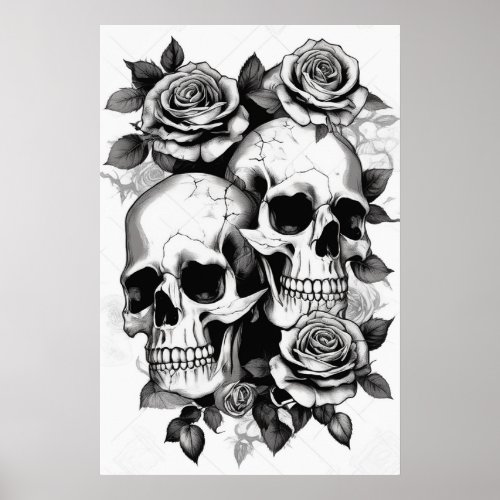 Halloween Skulls Digital Art Download Nightmare Poster