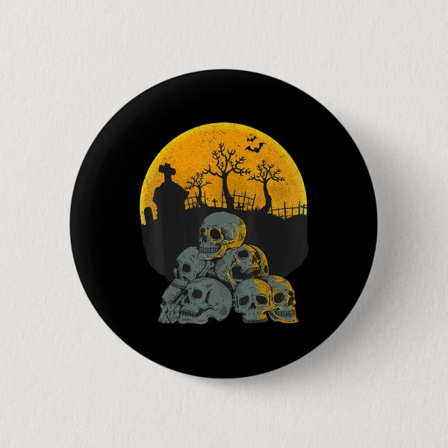 Halloween Skulls Heads Moon Skeleton Costume Kids  Button (Front)