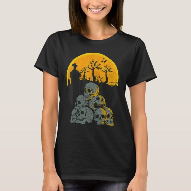 Halloween Skulls Heads Moon Skeleton Costume Kids  T-Shirt (Front)