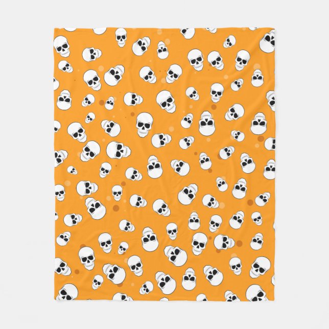 Halloween Skulls Pattern Fleece Blanket (Front)