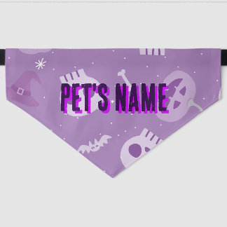 Halloween Skulls Pumpkins Bats Witch Purple Custom Pet Bandana Collar