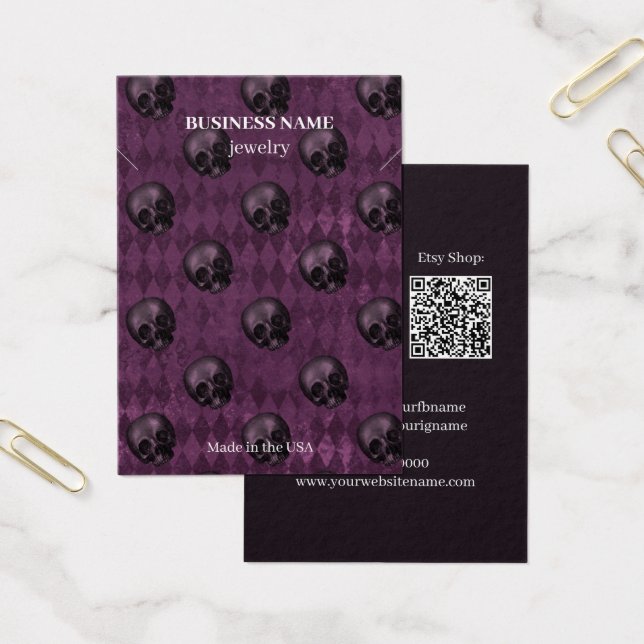 Halloween Skulls QR Code Jewelry Business Necklace (Office)