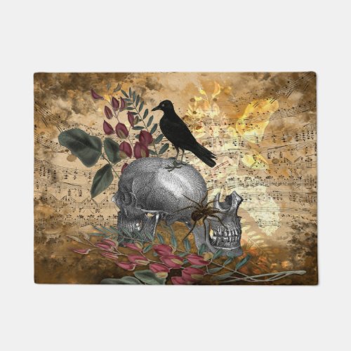 Halloween Skulls Raven Doormat