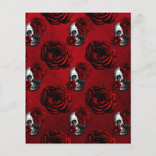 Halloween Skulls  Roses Scrapbook Paper